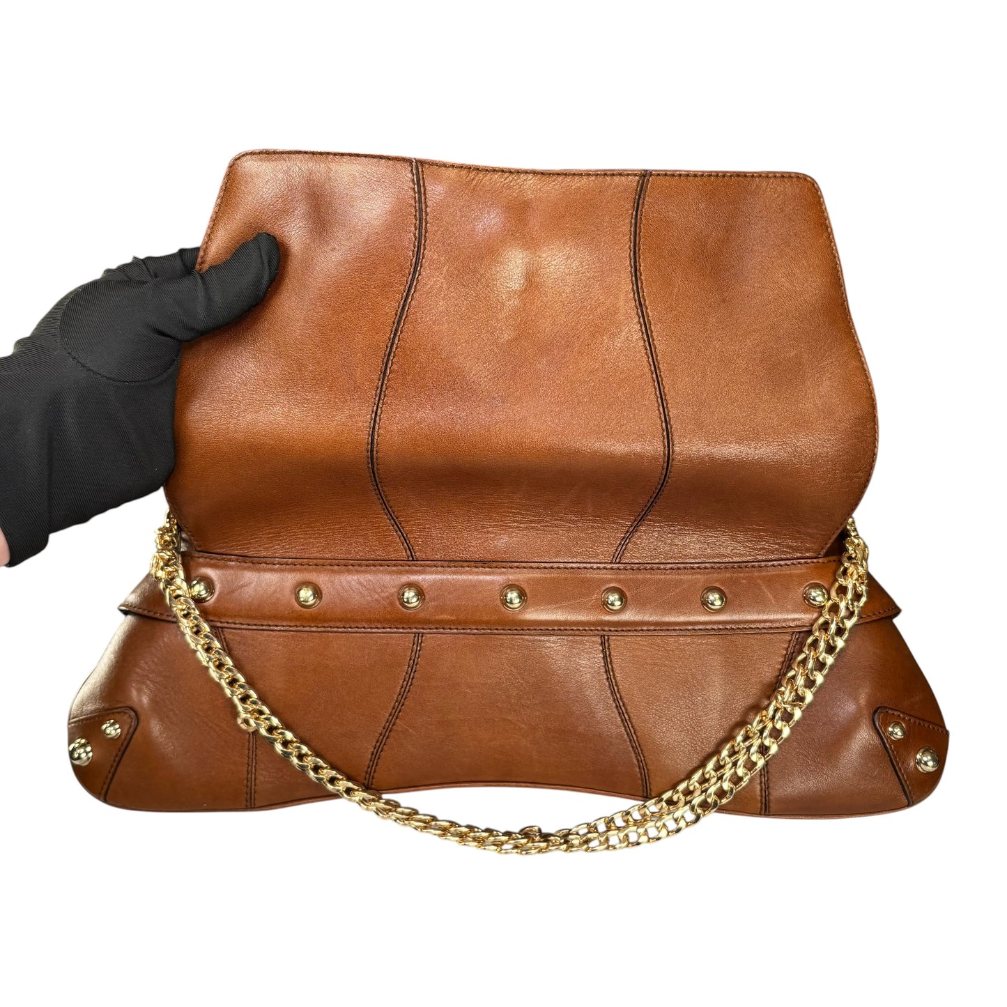 Gucci Classic Y2K Horsebit Gold Brown Jumbo XL Leather Shoulder Bag