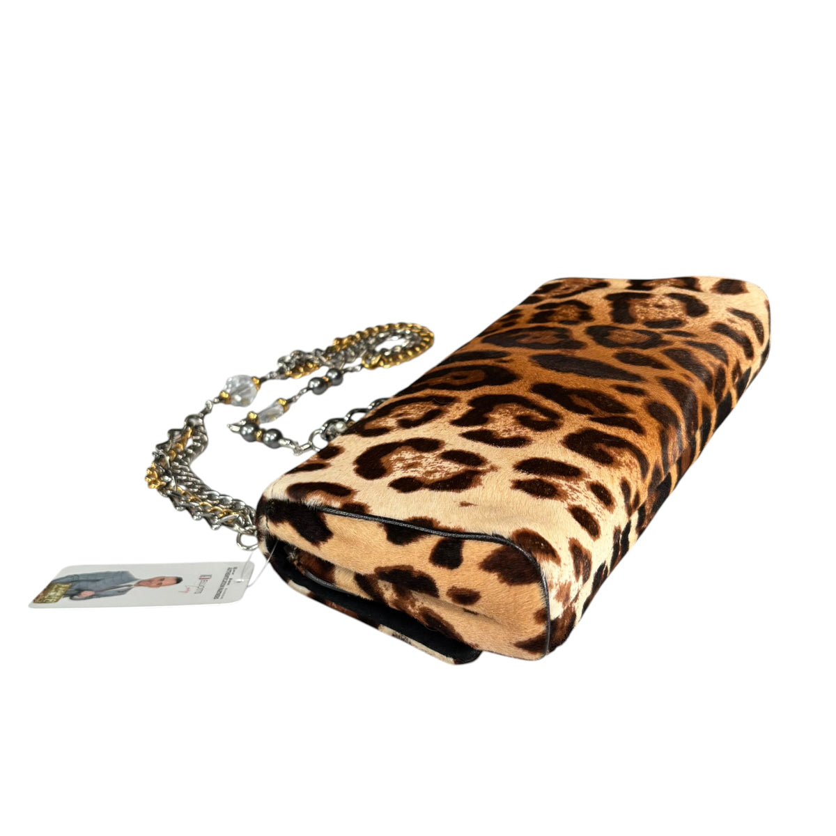 Dolce Gabbana Leopard Hair Calf Flap Chain Shoulder Purse