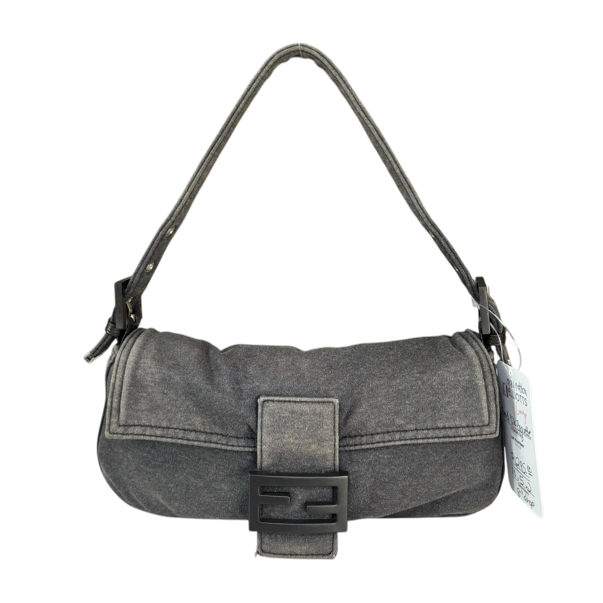 Fendi Y2K Classic Baguette Cotton Grey & Black Shoulder Purse