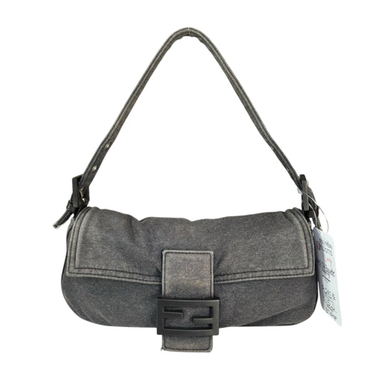 Fendi Y2K Classic Baguette Cotton Grey & Black Shoulder Purse