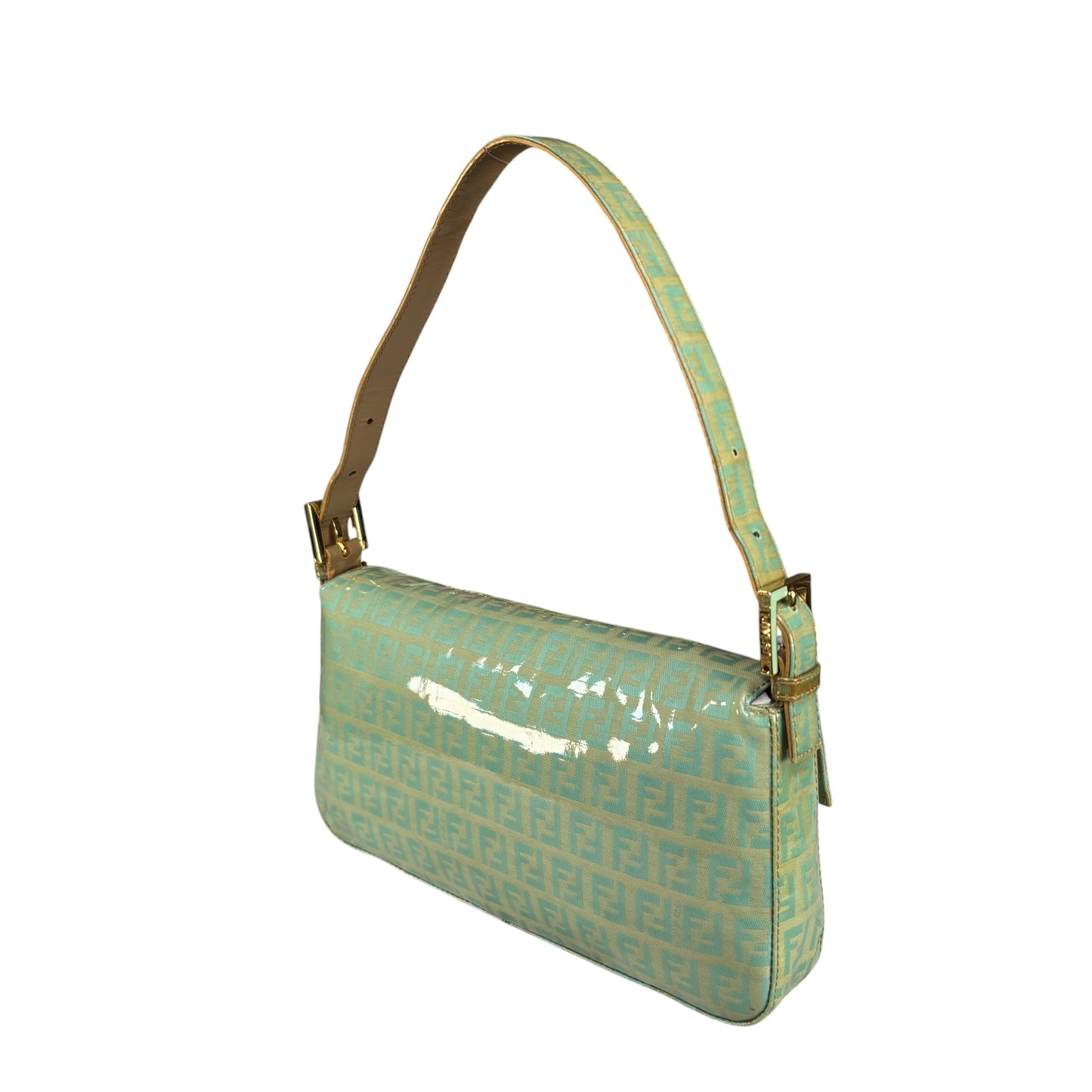 Fendi Y2K Baguette Classic Mint Green Zucchino Coated Canvas Purse