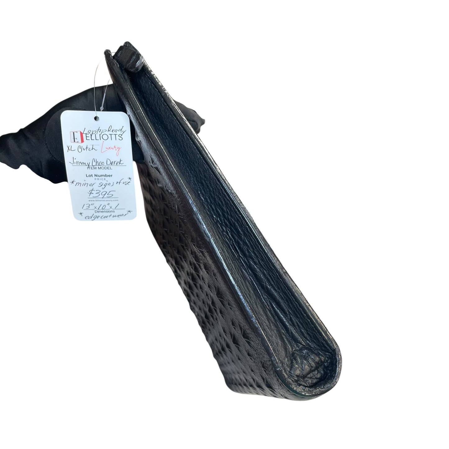 Jimmy Choo Derek XL Black Stars-All-Over Embossed Leather Portfolio iPad Sleeve