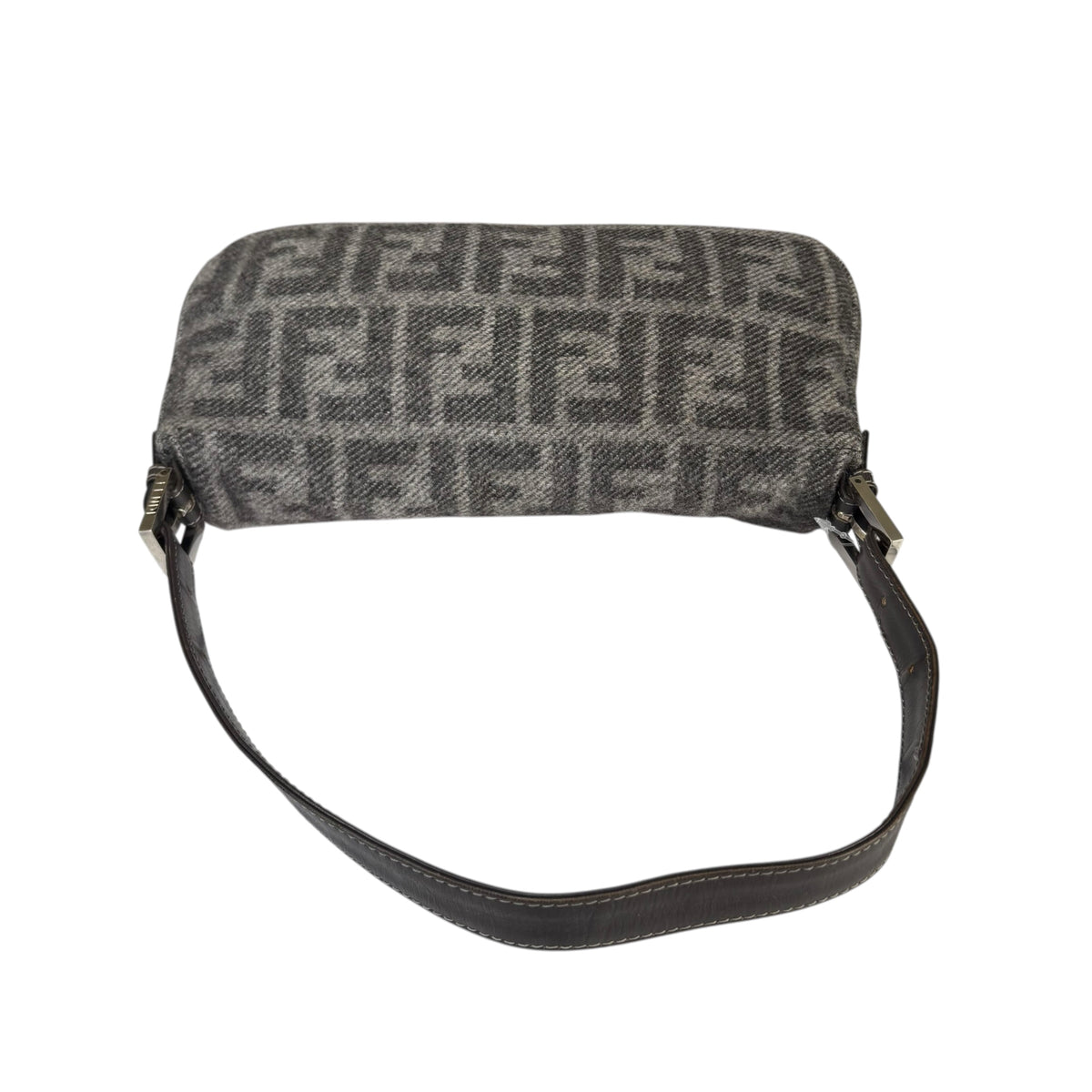 Fendi Y2K Classic Baguette Zucca Cashmere Grey & Black Shoulder Purse