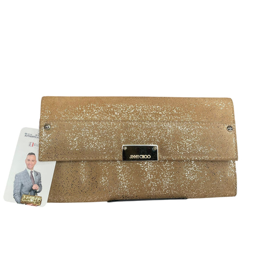 Jimmy Choo Reese Glitter GHW Leather / Suede Long Envelop Slim Clutch Wallet