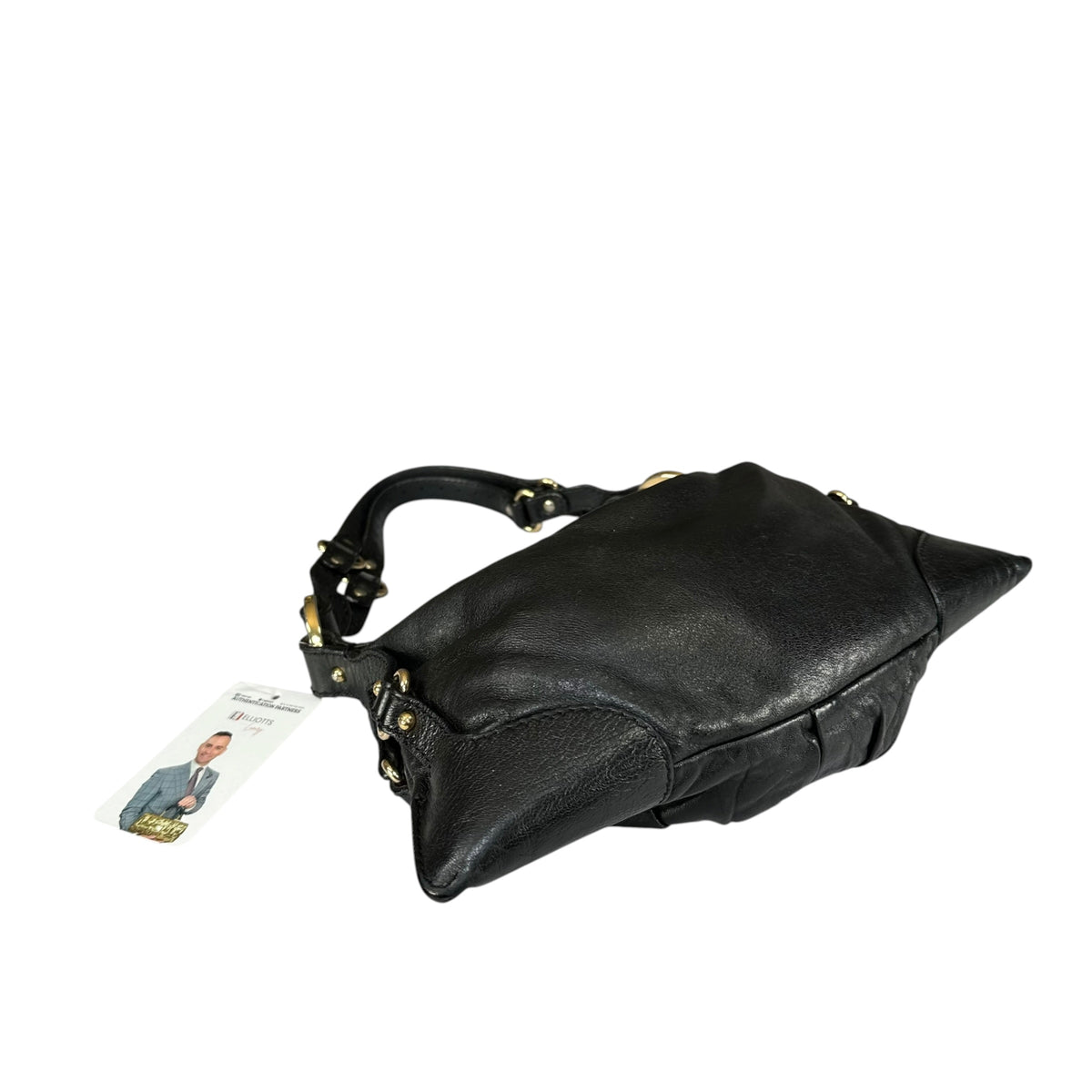 Fendi Baguette Y2K Knot / Flower Black Leather Shoulder Purse