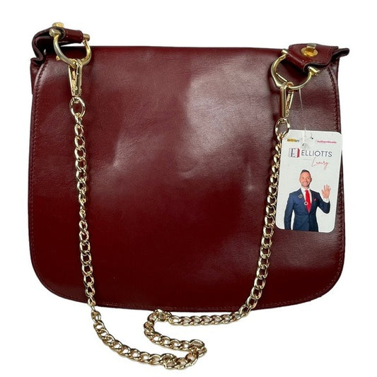 Cartier Dual Saddle Flap Bag Unbranded Chain Zippy Leather Burgundy Snap Purse