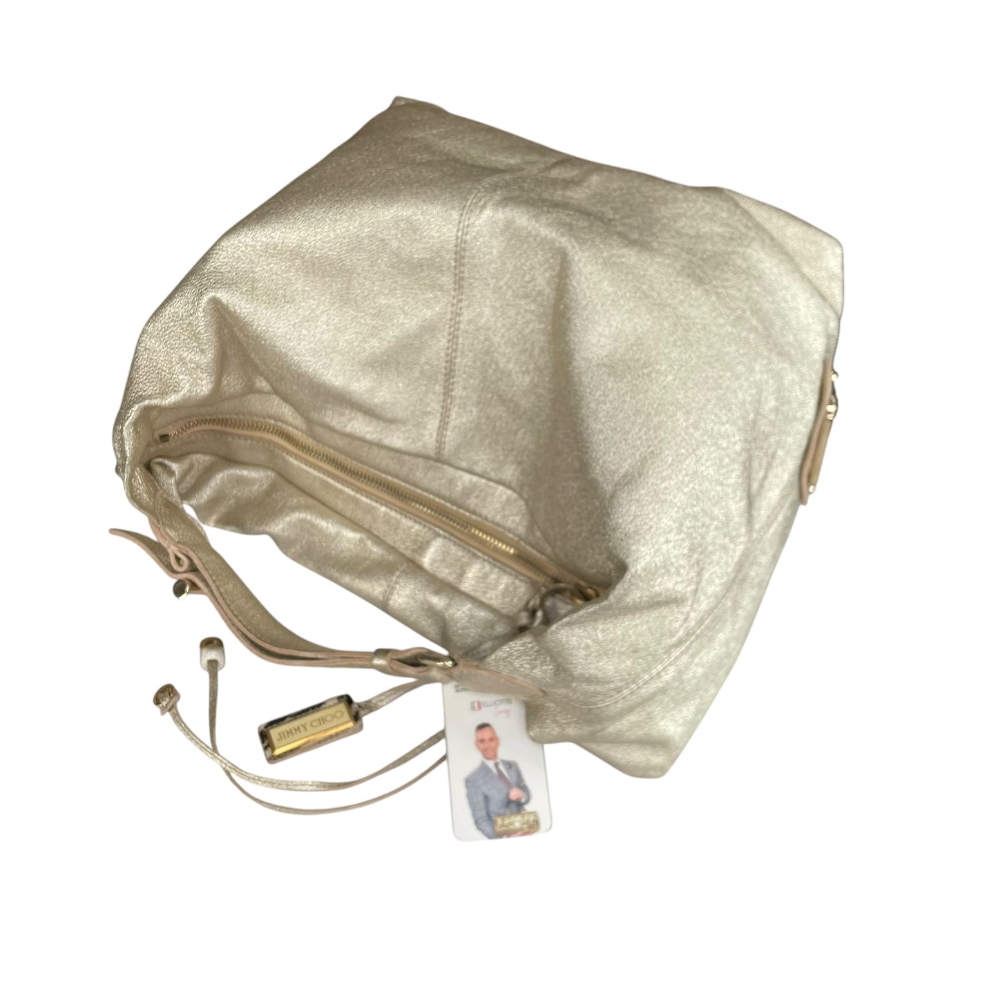 Jimmy Choo Y2K Metallic GHW Aged Golden Foil Leather XL Hobo