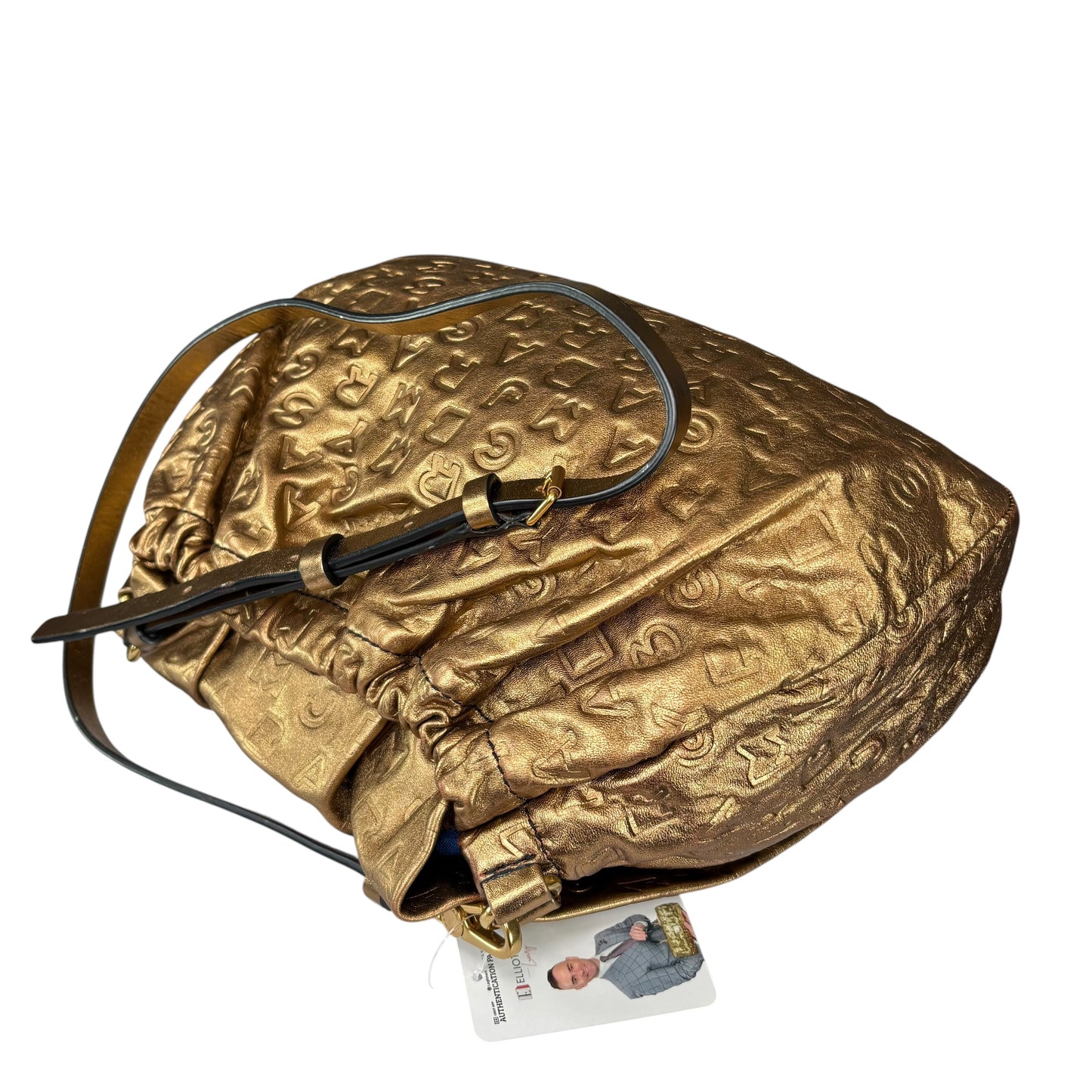 Marc By Marc Jacobs XL Golden Metallic Leather Embossed Crossbody