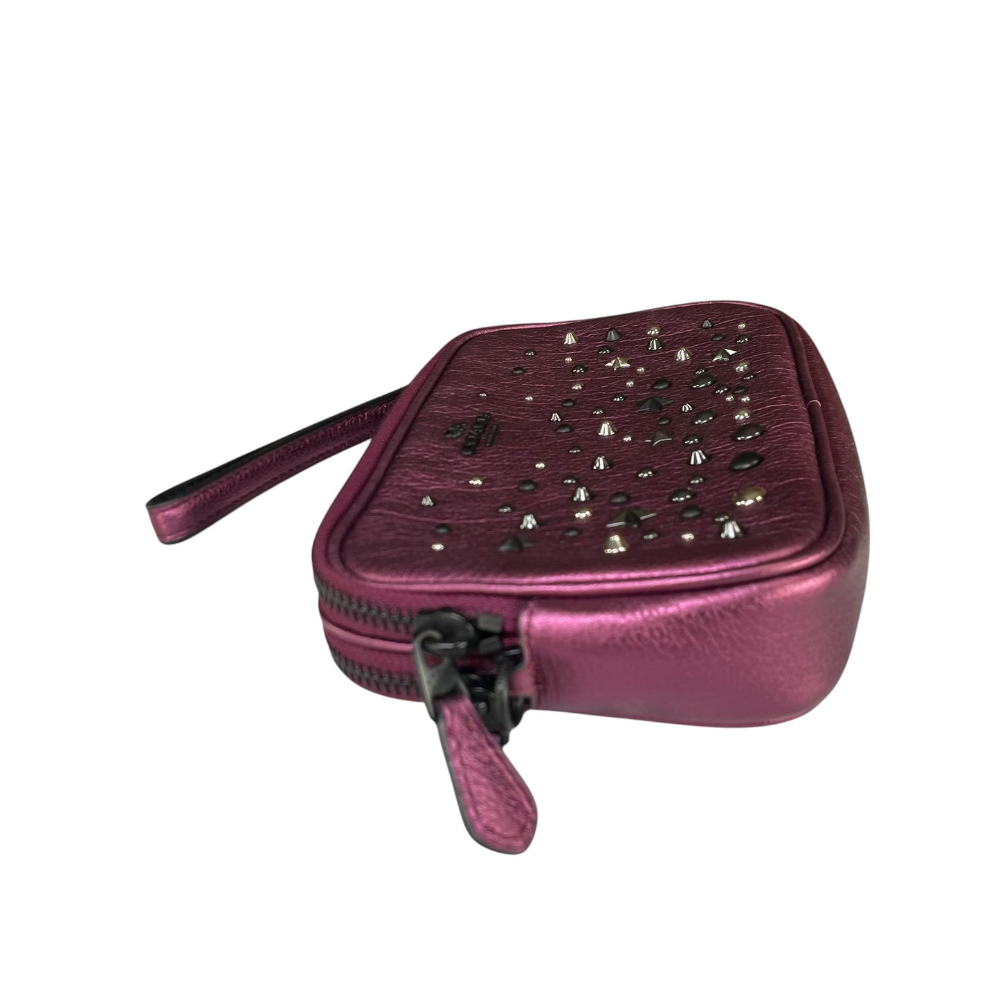 Coach Metallic Star Studded Double Purple Gumetal 2-Way Crossbody Wristlet