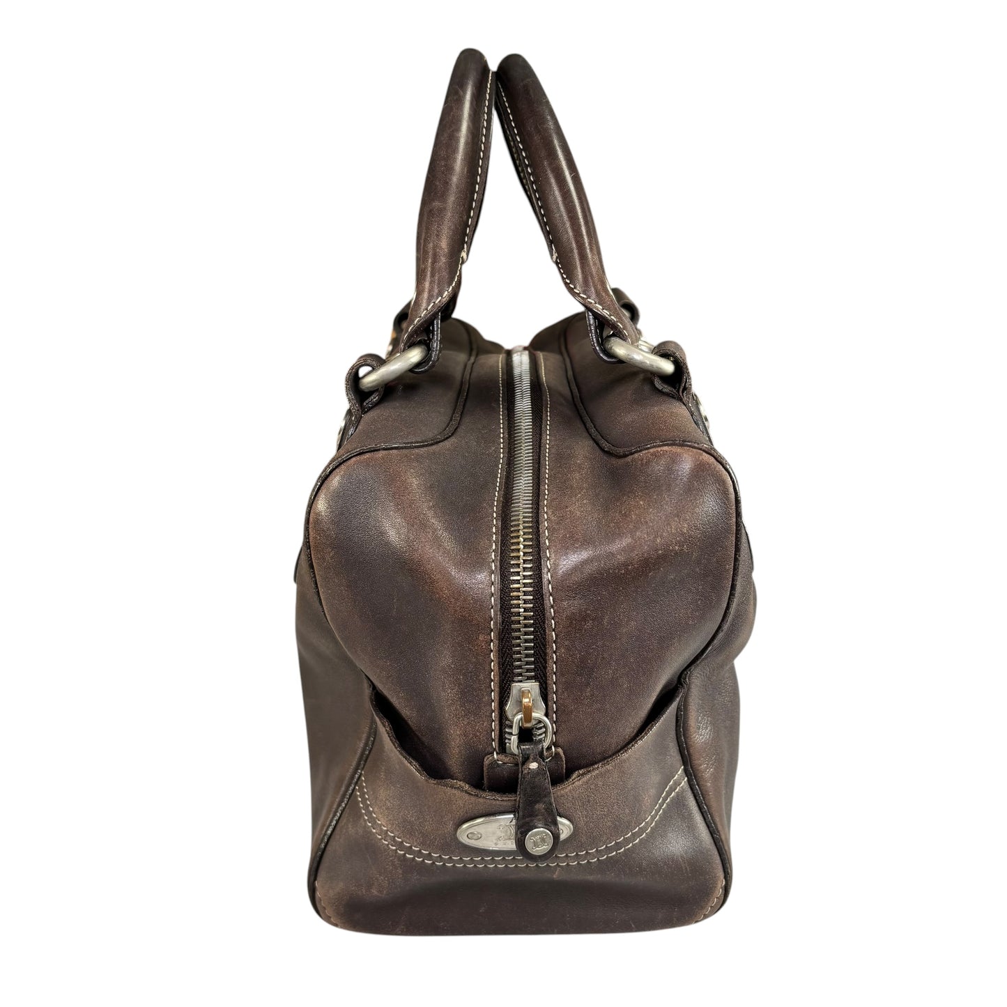 Celine Boogie Brown Leather SHW Boston Zip Bag