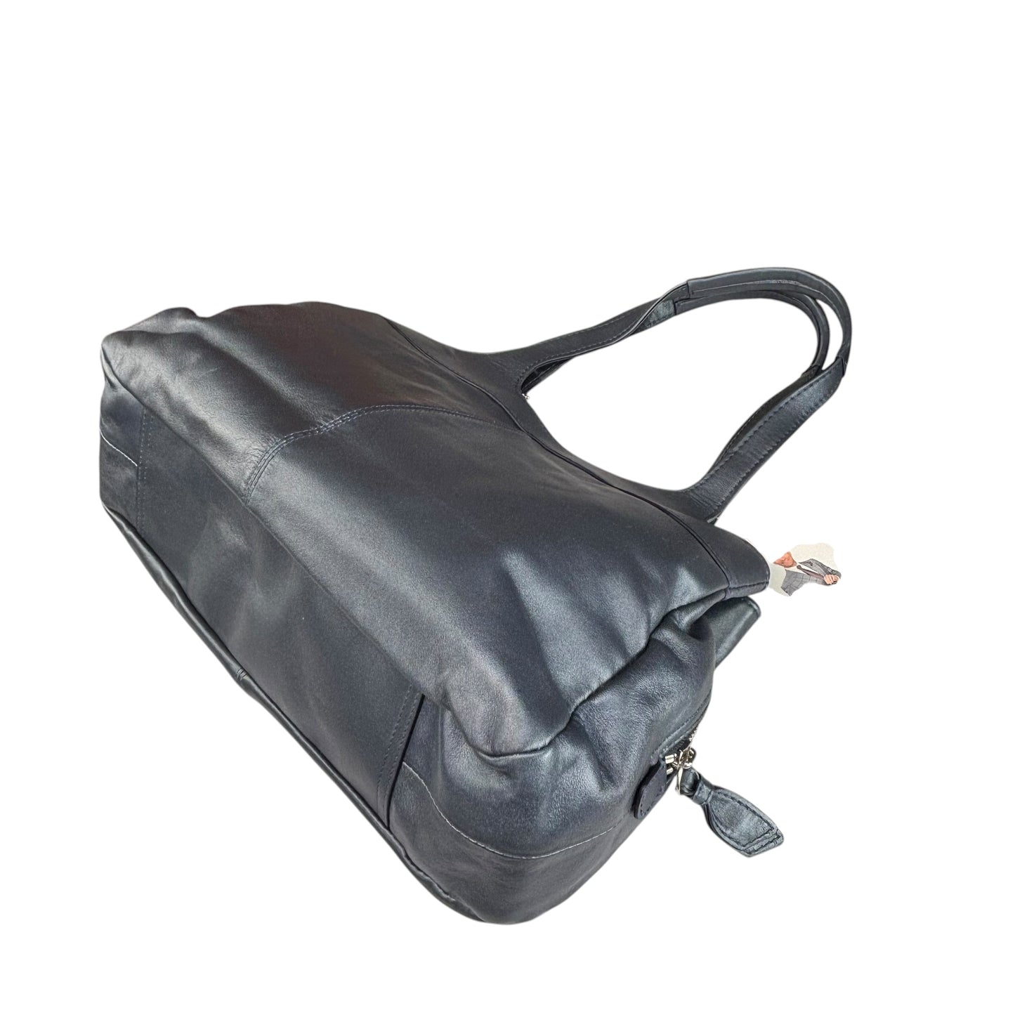 Coach Lexi SHW Metallic Grey Leather Large Shoulder Hobo Pursw