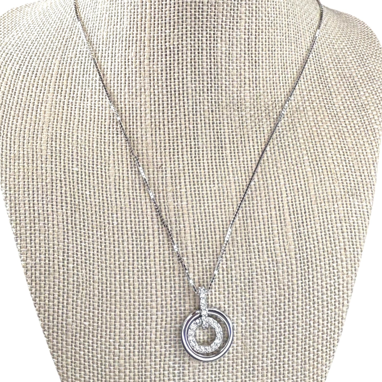 Swarovski Crystal Infinity Circle, Rhodium Plated Necklace 18”