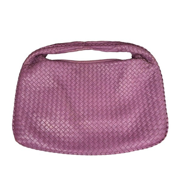 Bottega Veneta Distressed Large Purple Leather Woven Hobo Shoulder Bag Z…