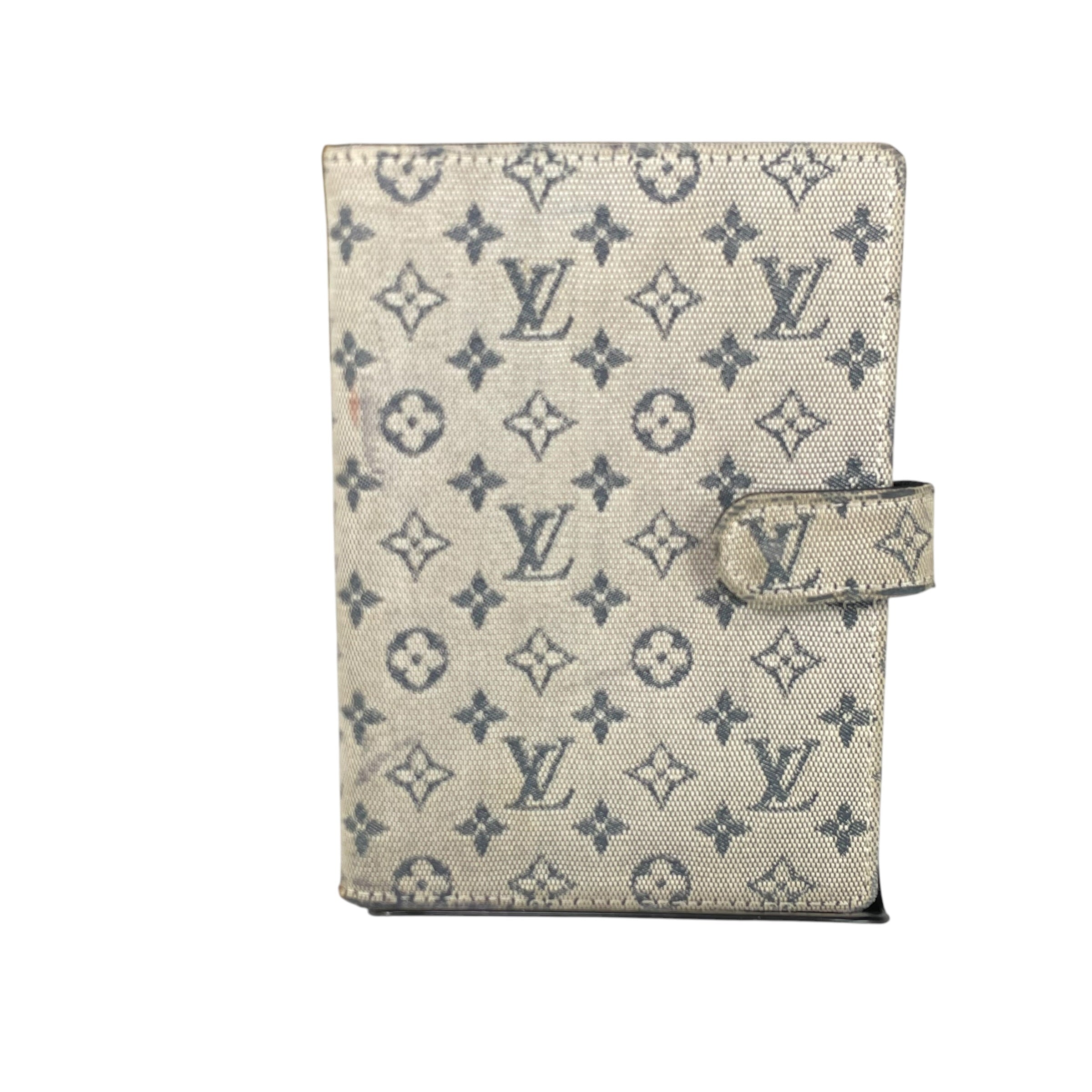 Louis Vuitton モノグラム リングバインダー Louis Vuitton Mini Lin Agenda PM Navy Blue Canvas Small Ring
