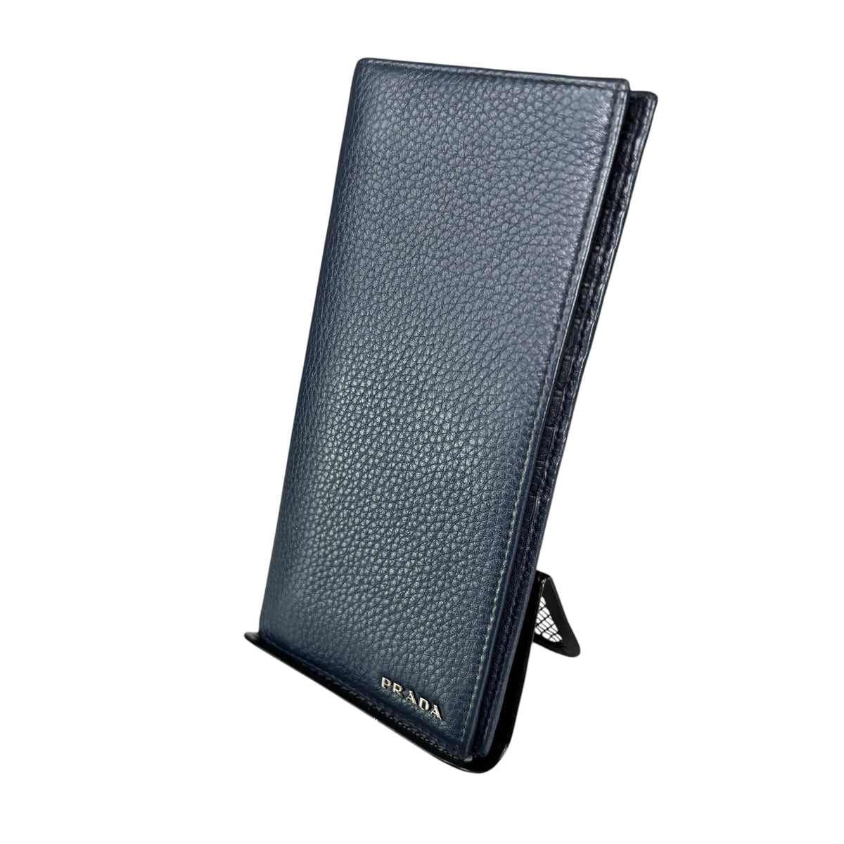 Prada Baltico Navy Blue Bi-Fold Leather Long Wallet
