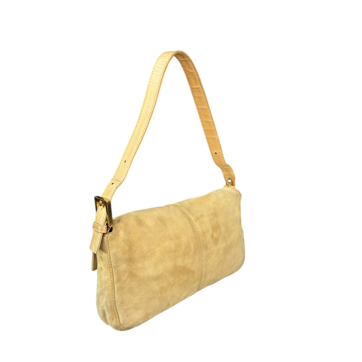 Fendi Y2K Baguette Suede Leather Gold / Gold Tan Shoulder Purse