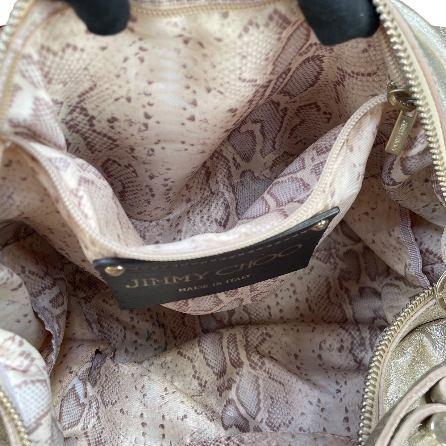Jimmy Choo Y2K Metallic GHW Aged Golden Foil Leather XL Hobo