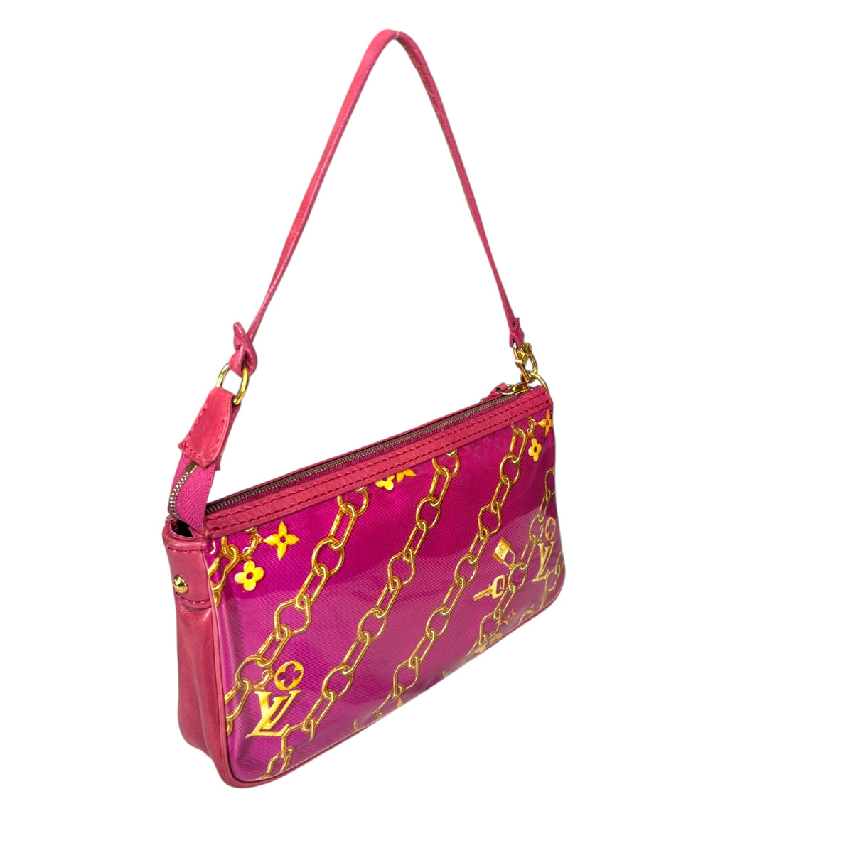 Louis Vuitton Y2K Limited GHW Chain PVC / Leather Fushia Mini Pouchette Purse