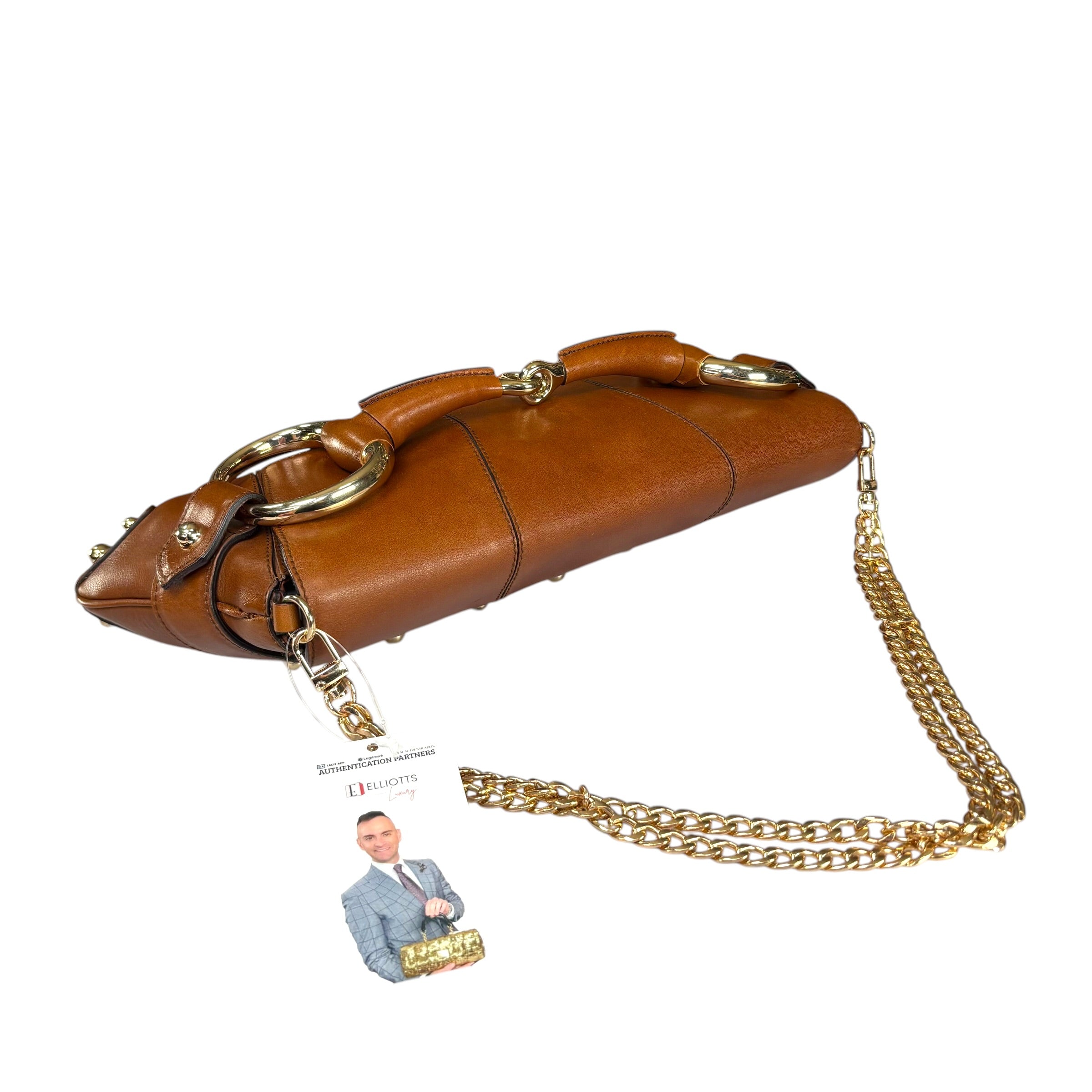 Gucci Classic Y2K Horsebit Gold Brown Jumbo XL Leather Shoulder Gucci Classic Y2K Horsebit Gold Brown Jumbo XL Leather Shoulder