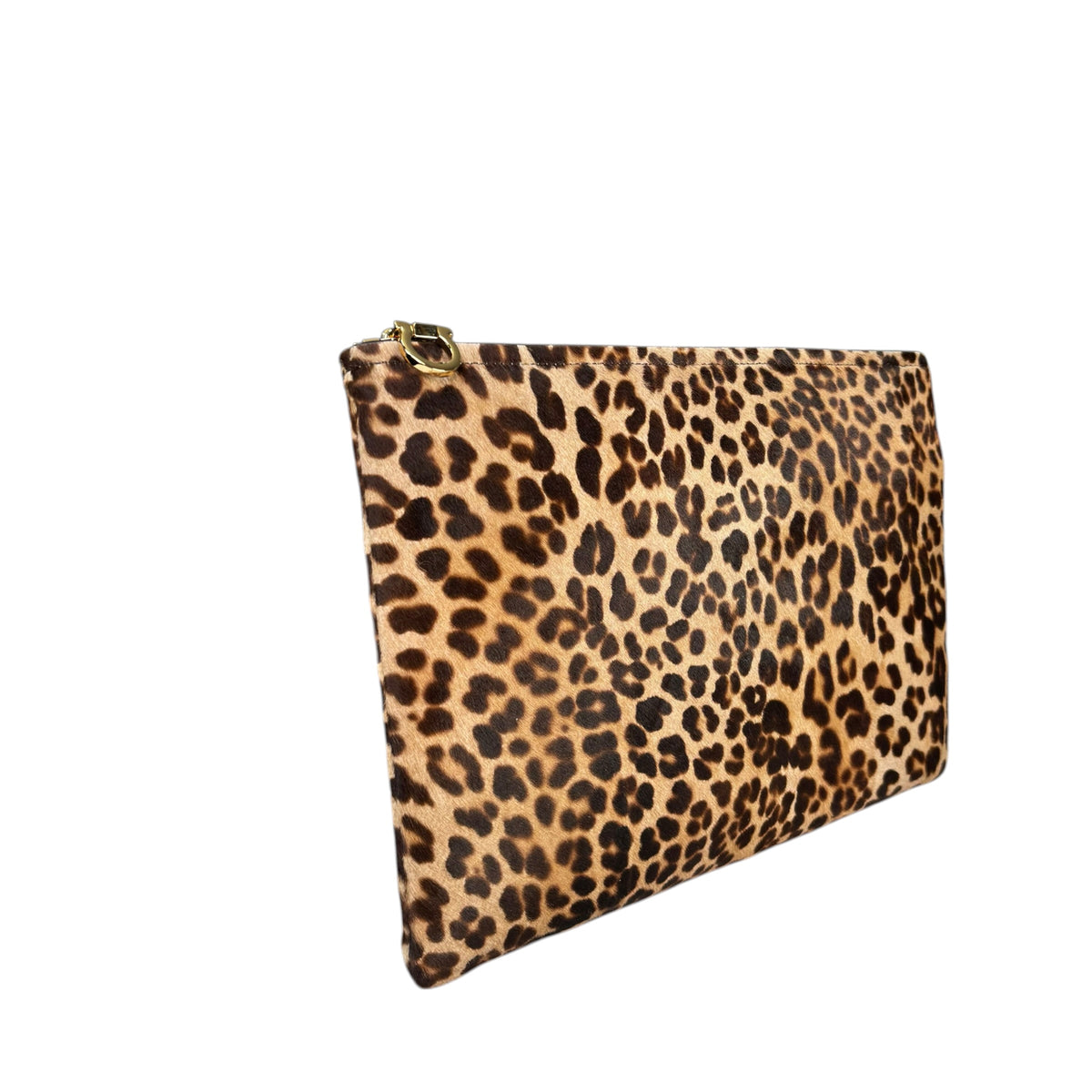 Salvatore Ferragamo Hair-Calf Envelop Cheetah Print Clutch Zip Pouch
