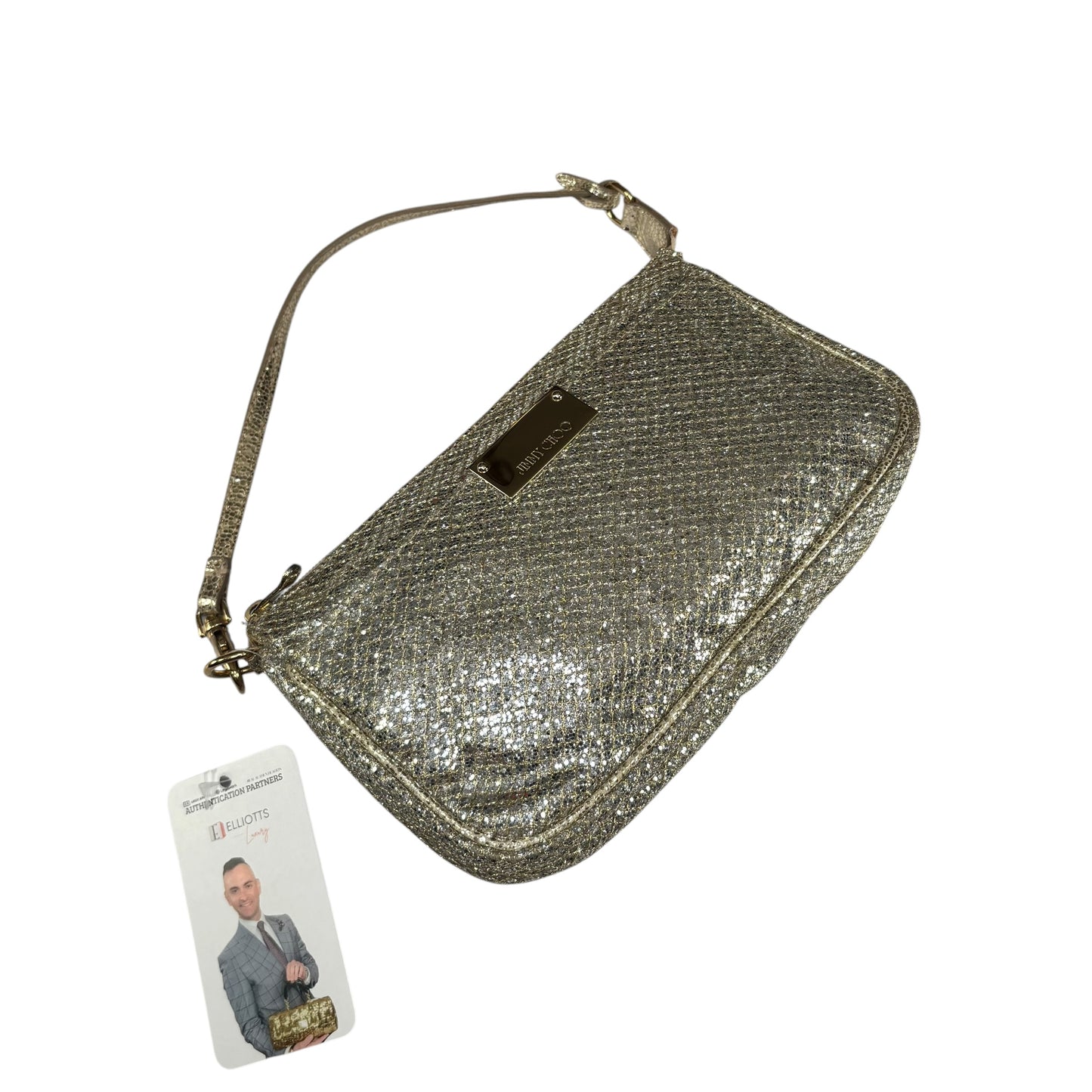 Jimmy Choo Glitter GHW Pouchette Shoulder Purse