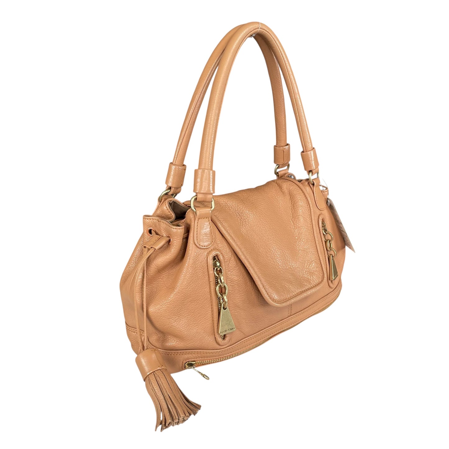 See By Chloe Cherry Blush Pink Leather DrawString Snap 2-Way Shoulder Purse