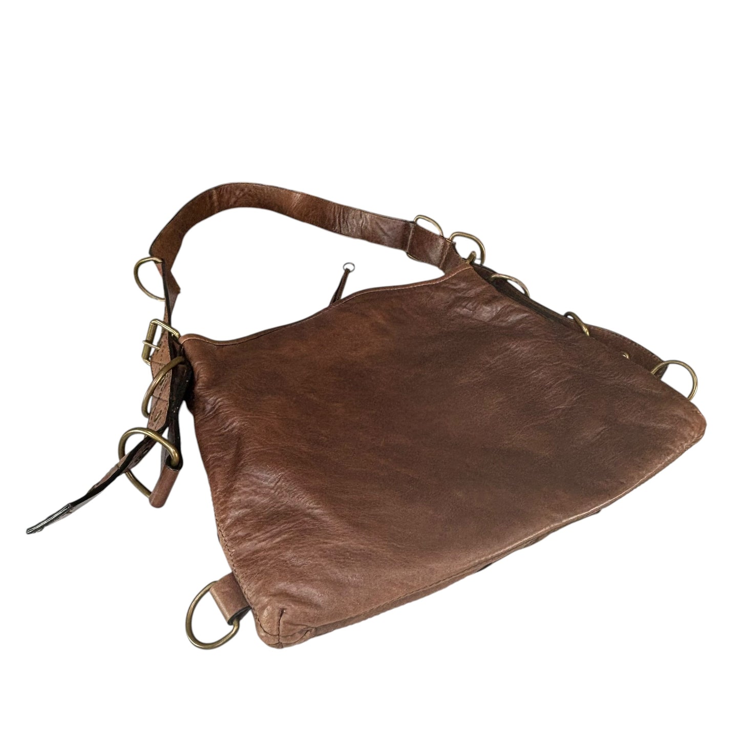 Givenchy Y2K Vouyou Classic Mahogany Brown Distressed Leather 2-Way Shoulder Crossbody Bag
