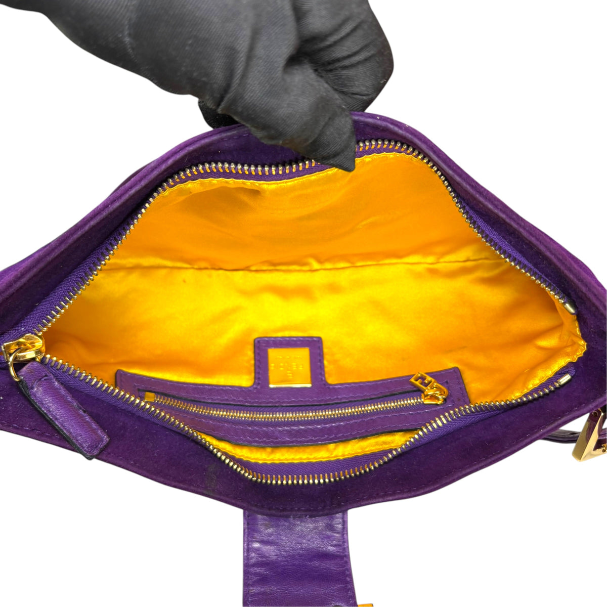 Fendi Y2K Baguette Slim Mama Purple Suede Shoulder Purse
