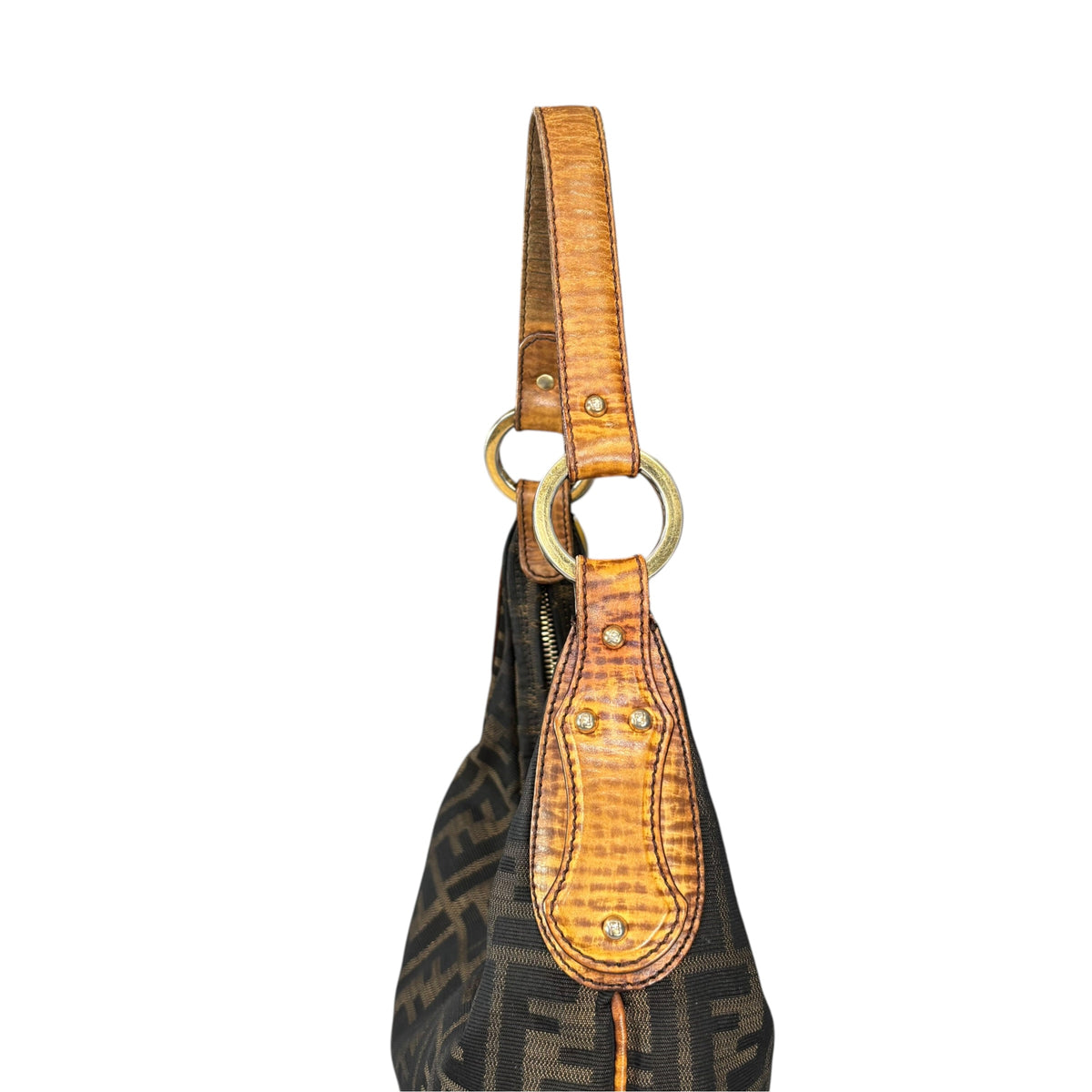 Fendi Y2K Zucca Embossed Lizard Chef Shoulder Purse