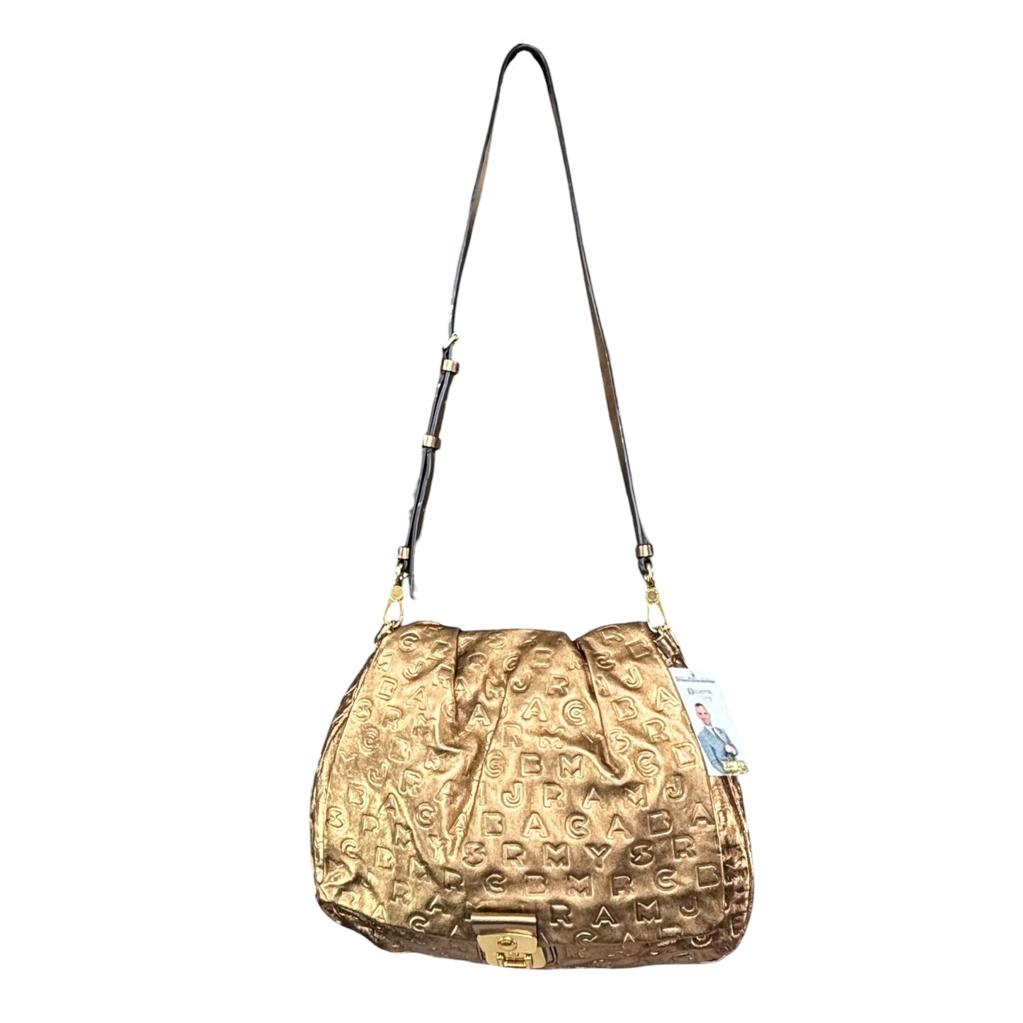 Marc By Marc Jacobs XL Golden Metallic Leather Embossed Crossbody