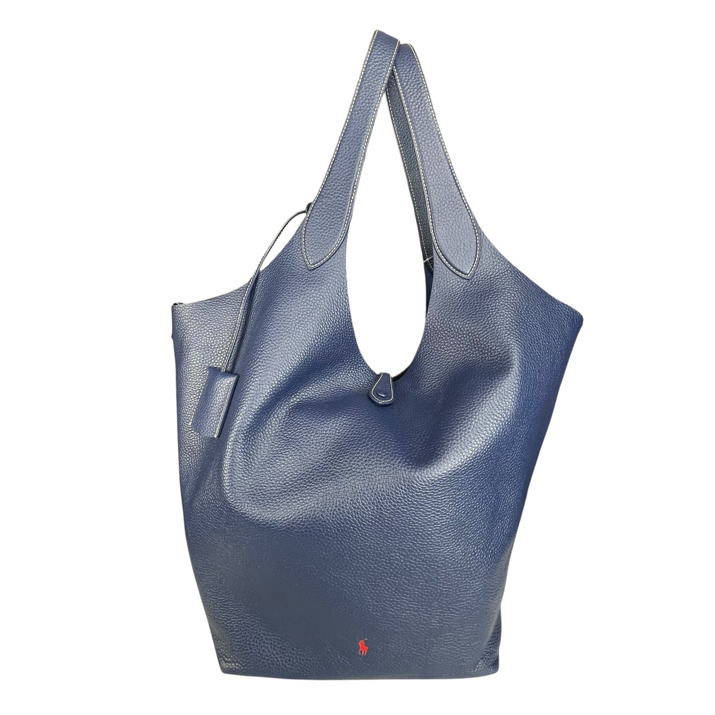 Ralph Lauren Polo Play Blue / Red Pebbled Leather Large Hobo Shopper Tote