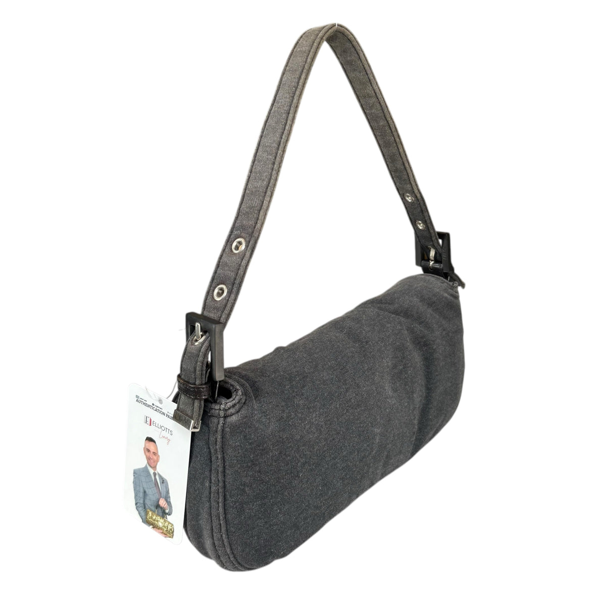 Fendi Y2K Classic Baguette Cotton Grey & Black Shoulder Purse