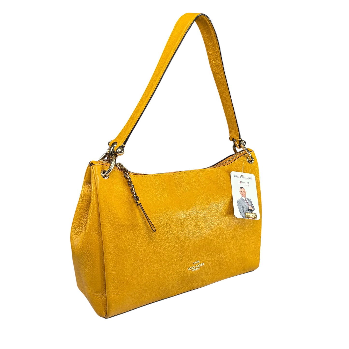 Coach Mia Mustard GHW Leather 2-Way Crossbody Purse