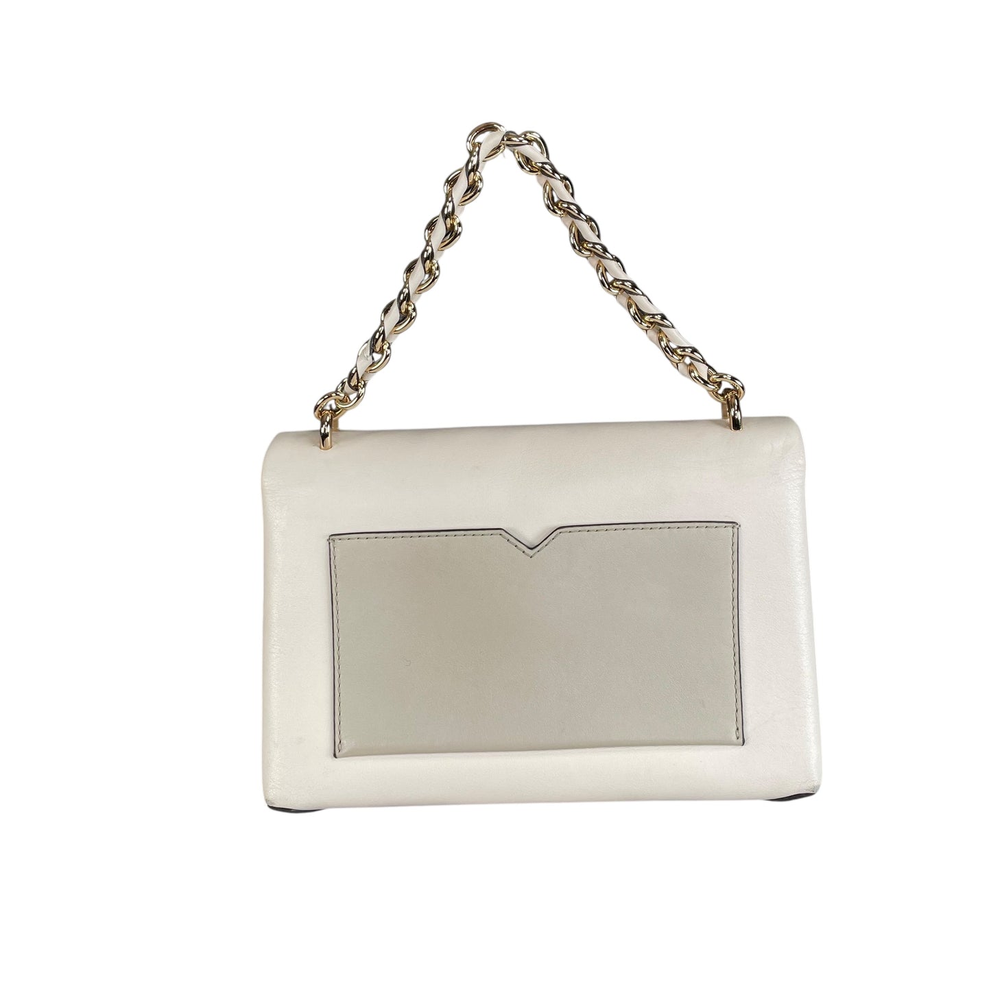 Michael Kors Cece Flap Chain Bag Cream Leather GHW 2-Way Top Handle