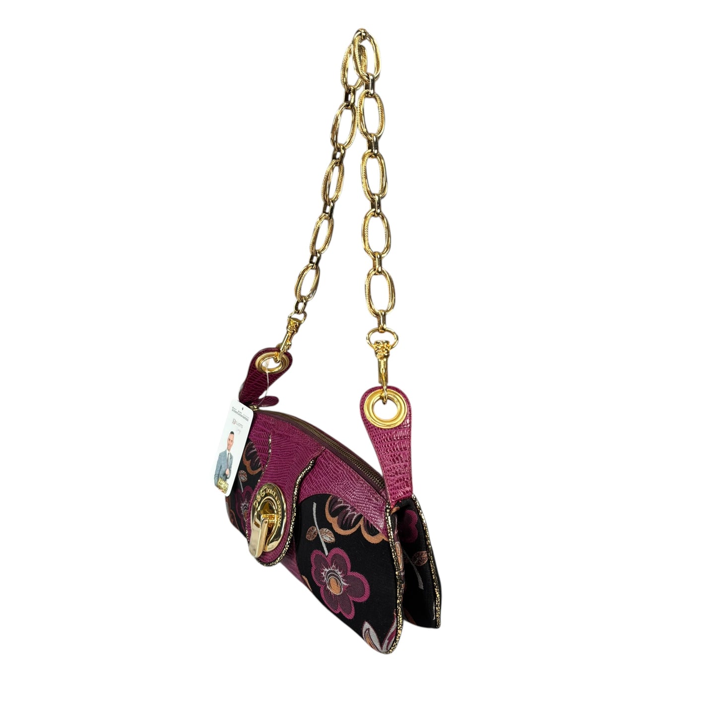 D & G Dolce & Gabbana Y2K Purple Floral Shoulder Chain Purse