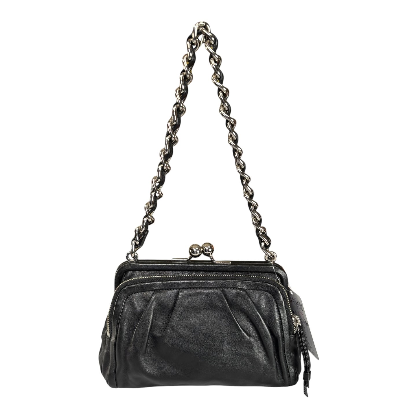 Coach Y2K Parker Black Leather SHW Kiss-Lock Shoulder Purse