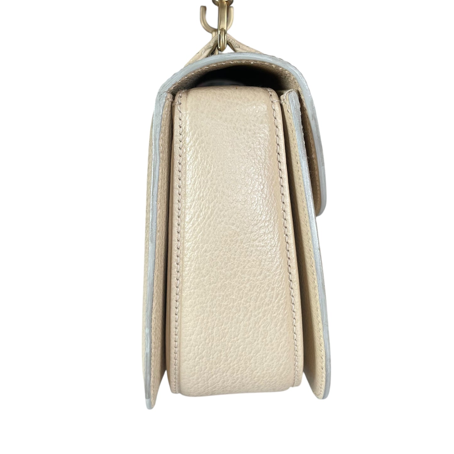 Gucci 1947 Bamboo Bone White Bamboo Turn-Lock Top Handle Flap Purse