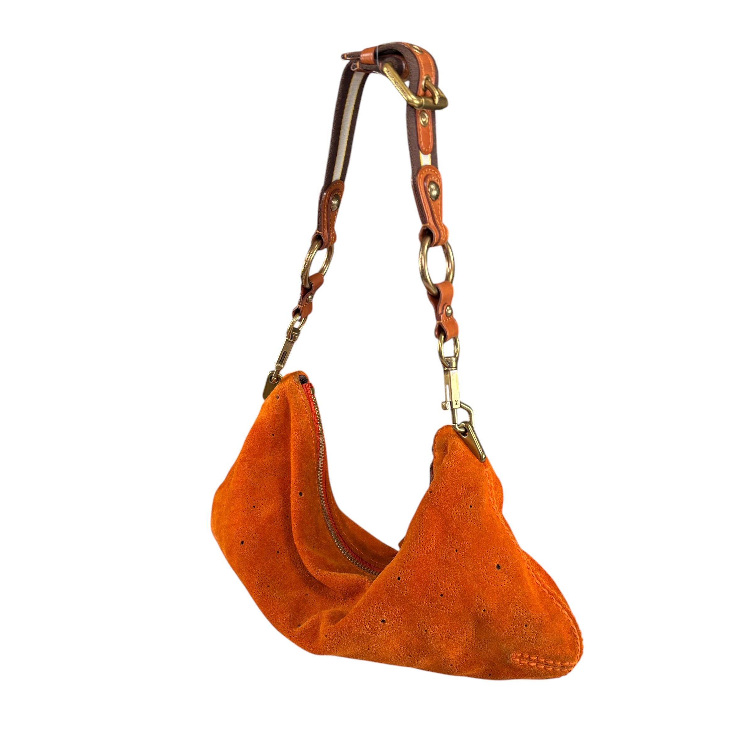n*a様 LOUIS VUITTON オナタPM マヒナ　オレンジ スエード ハ Louis Vuitton Mahina Onatah PM Pouchette Orange Suede Shoulder