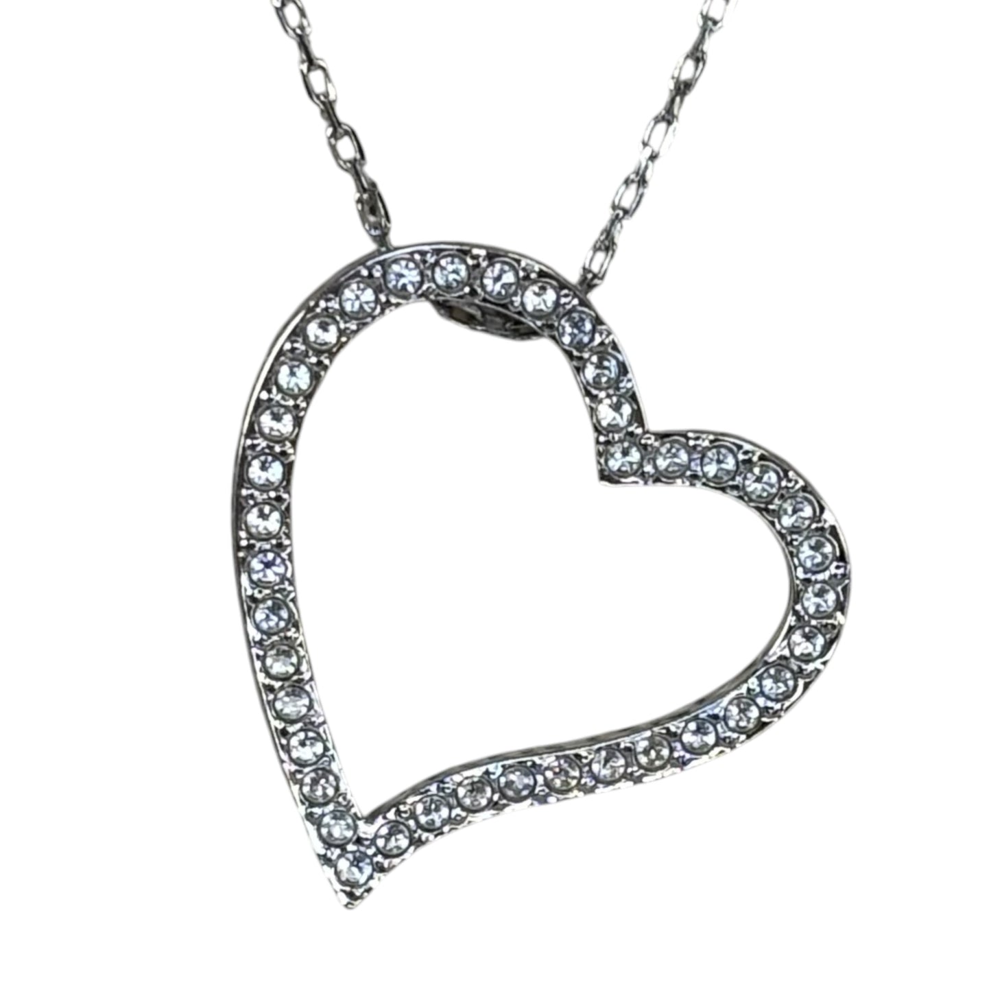 Swarovski Crystal Silver Tone Heart Necklace 18.5”