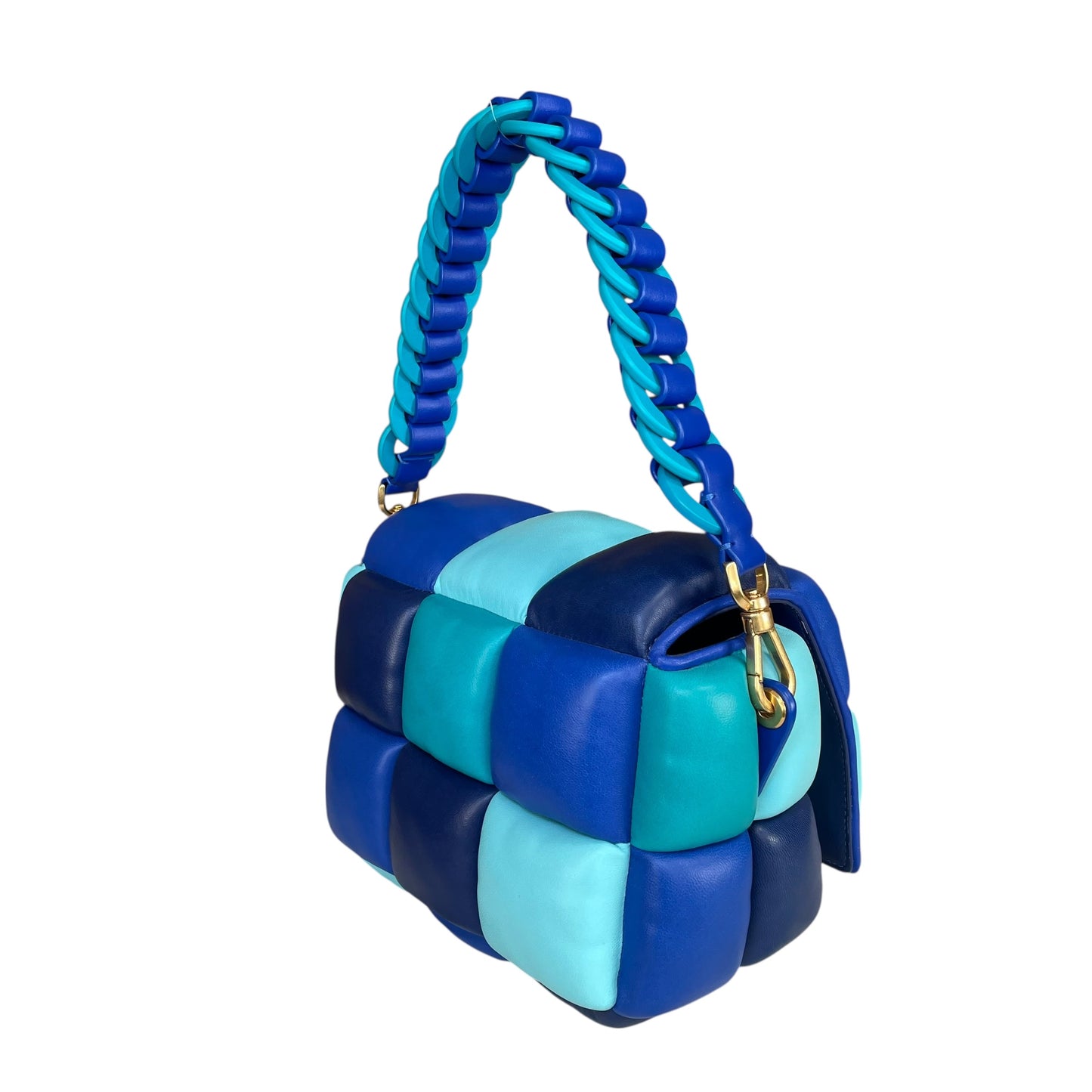 Kate Spade Boxxy 3D Puffer Leather Bag Blue Multi Color 2-Way Purse