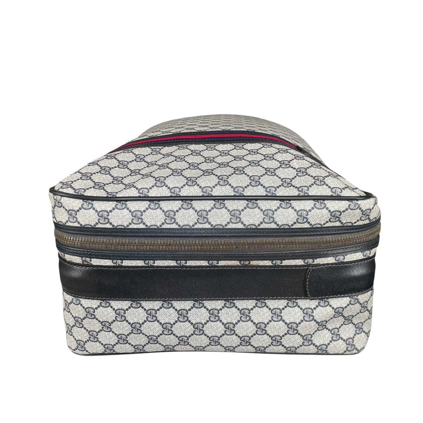 Gucci GG Supreme Navy Canvas Leather Medium Luggage Travel Case