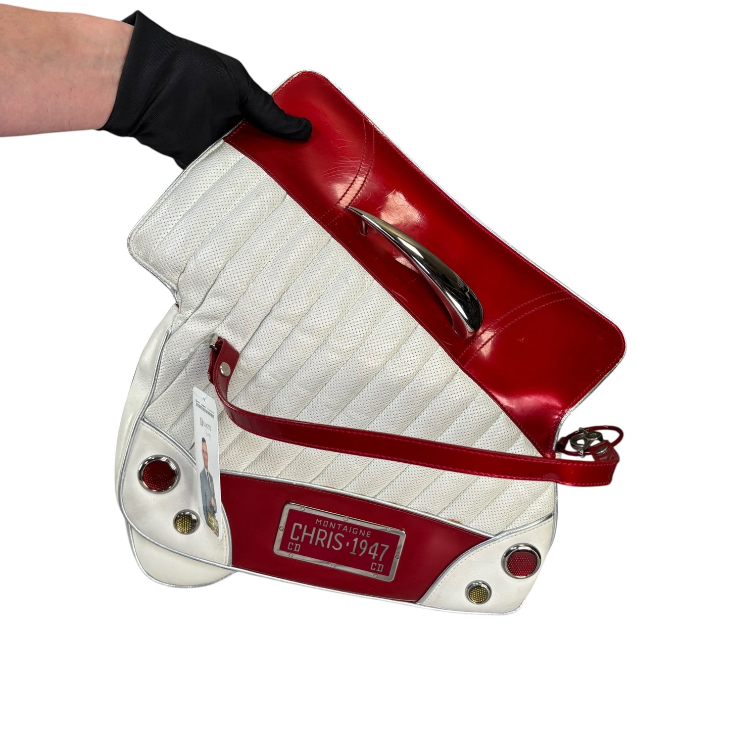 Christian Dior Cadillac Y2K Red Patent White Leather 2-Way Purse