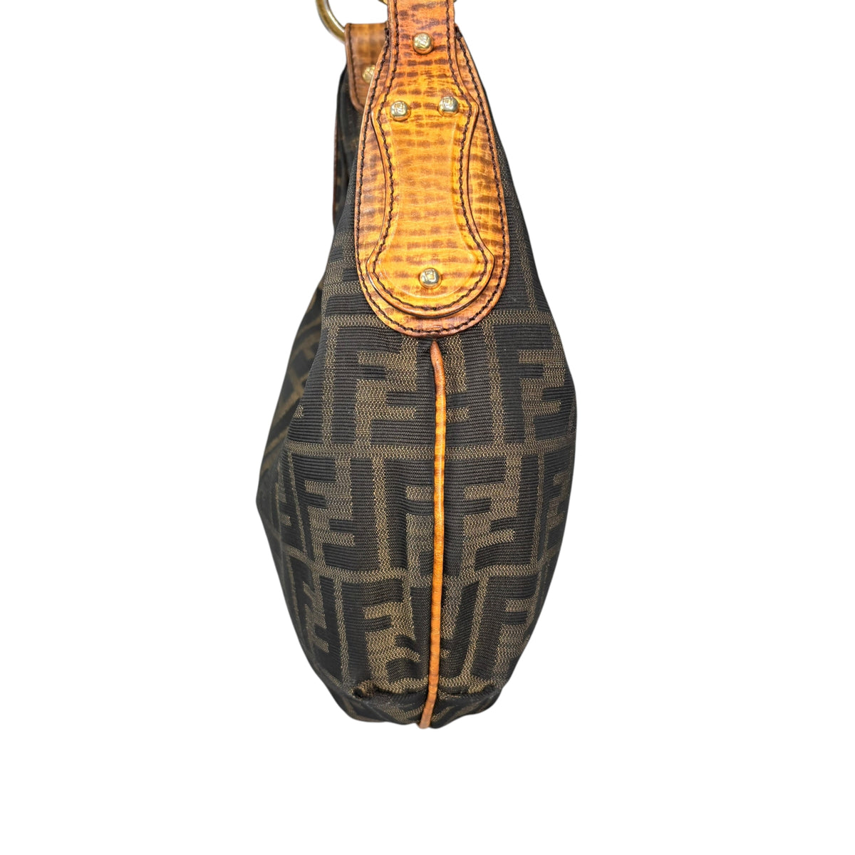 Fendi Y2K Zucca Embossed Lizard Chef Shoulder Purse