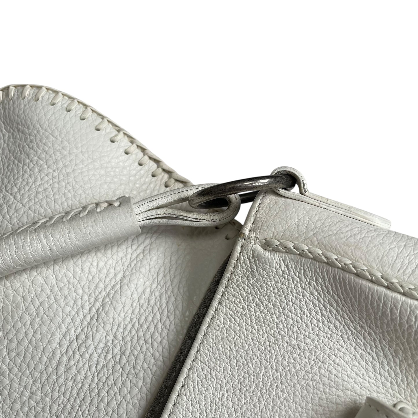 Christian Dior White Gaucho Large Y2K Top Handle Single Flap Shoulder Purse