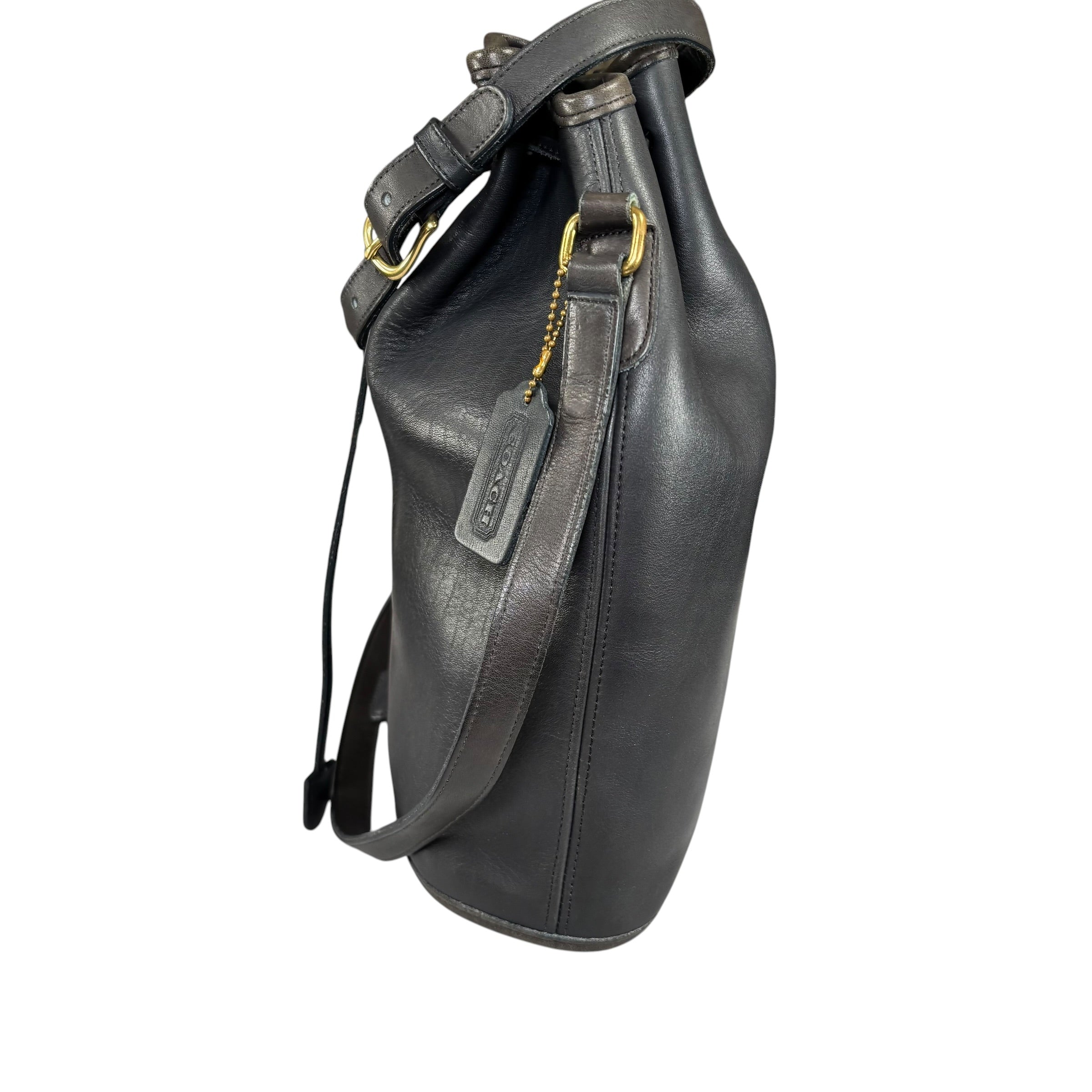 Coach Nicholas Grey Leather Bucket Drawstring Crossbody Bag