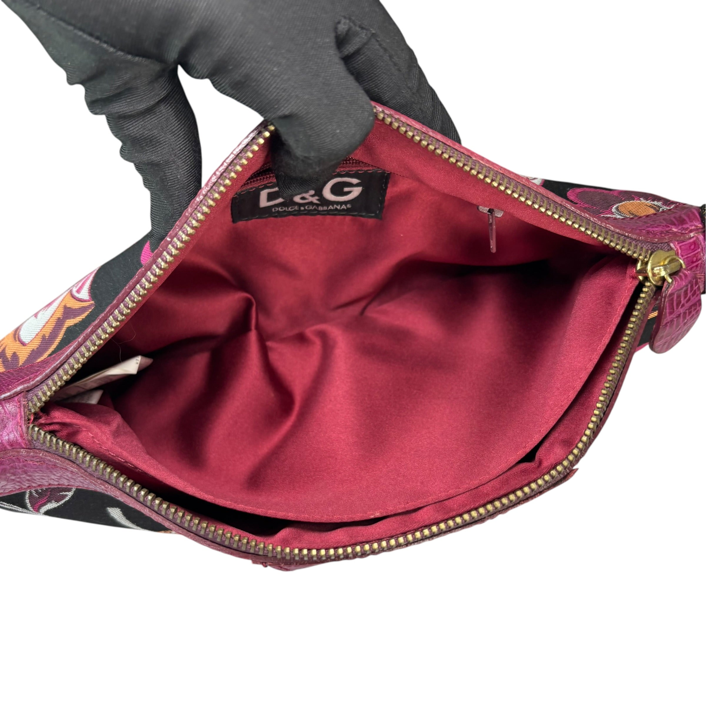 D & G Dolce & Gabbana Y2K Purple Floral Shoulder Chain Purse
