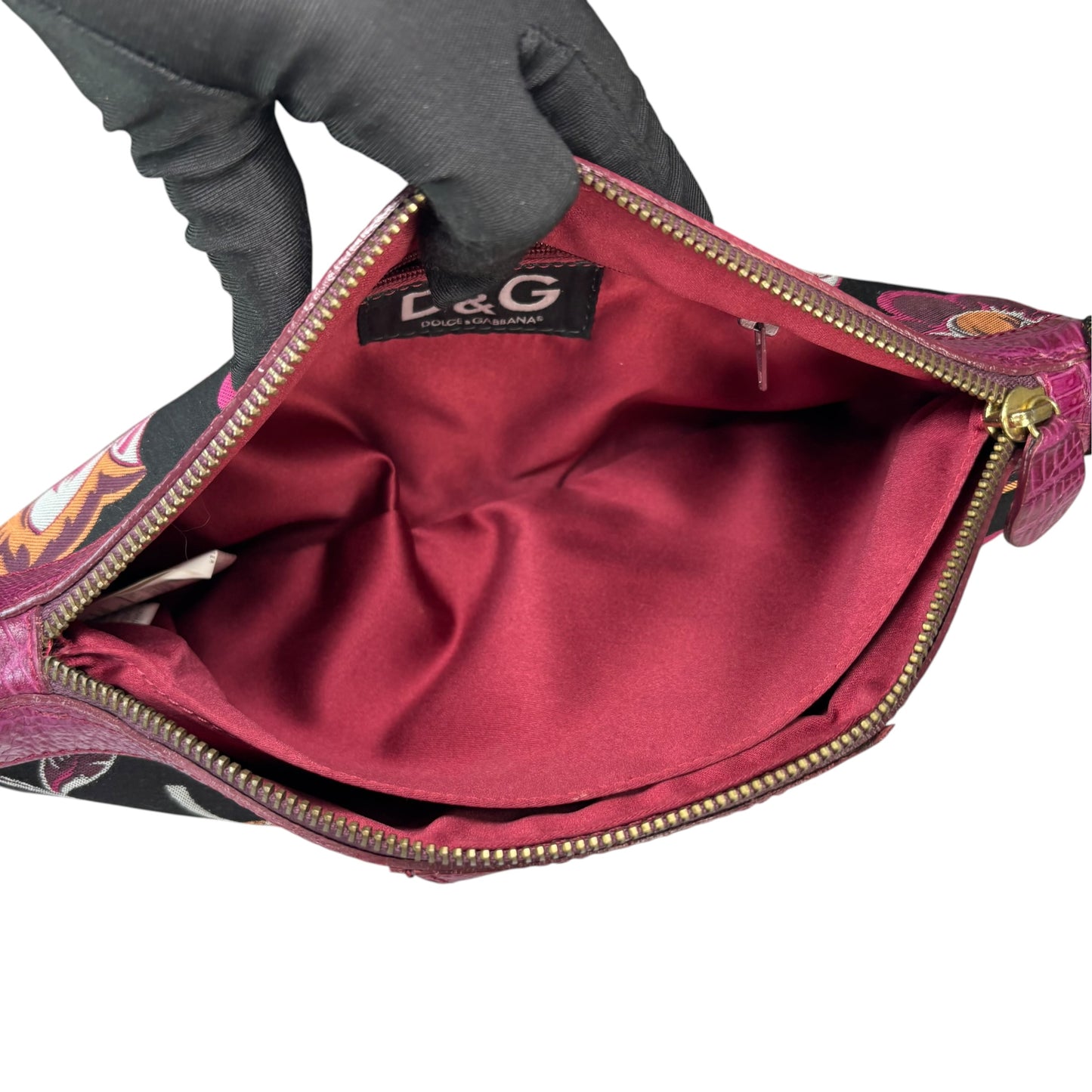 D & G Dolce & Gabbana Y2K Purple Floral Shoulder Chain Purse