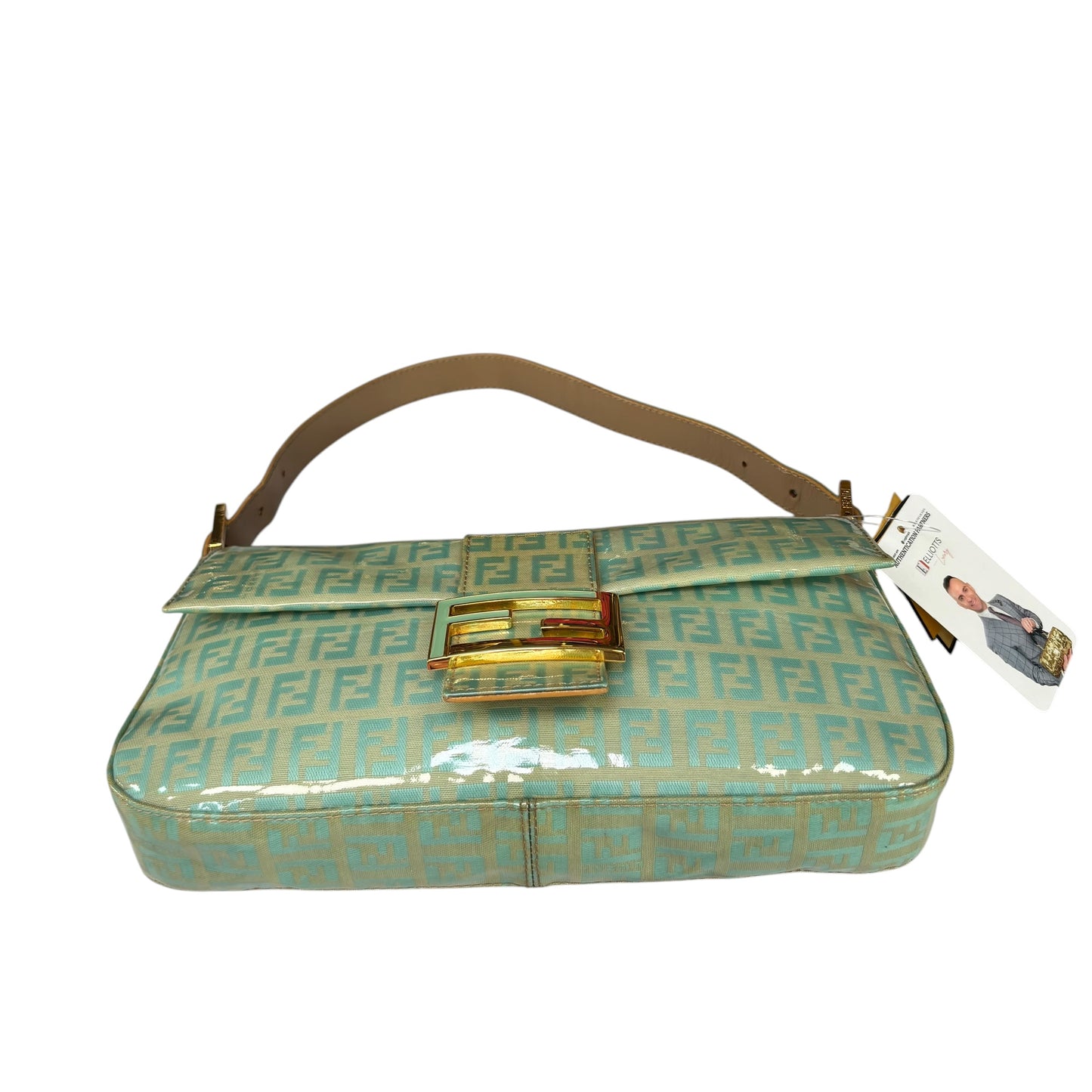 Fendi Y2K Baguette Classic Mint Green Zucchino Coated Canvas Purse