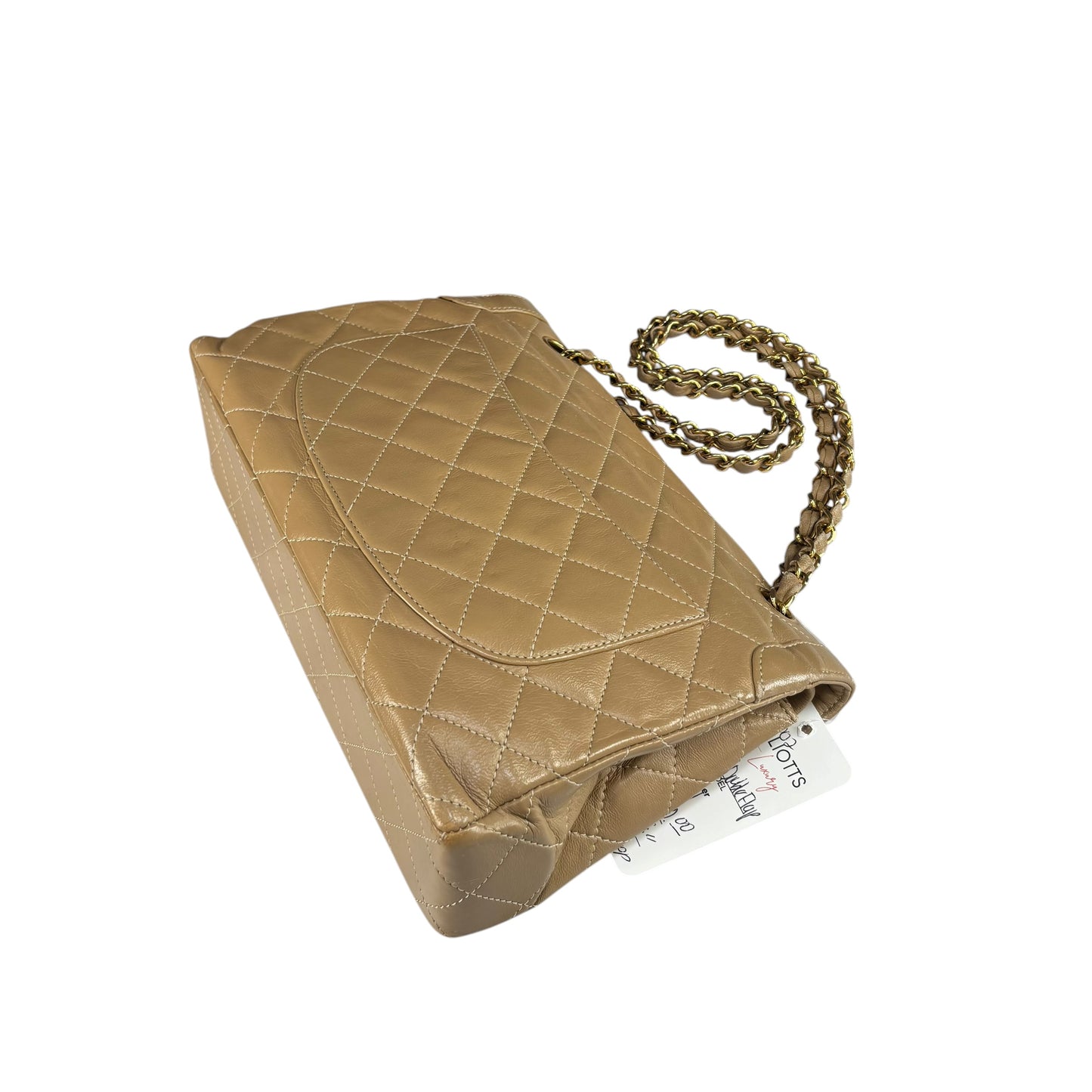 Chanel Paris Limited Beige Double Flap Quilted Lambskin Shoulder Purse