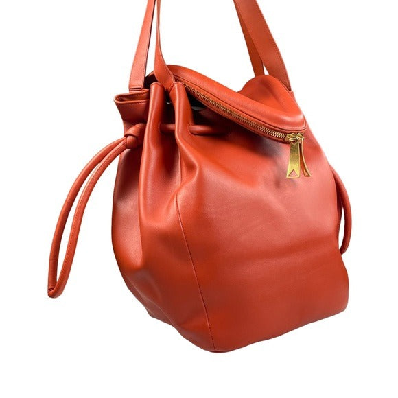 Bottega Vegan Pumkpin Spice Orange Large Hobo Beek Style Bag Dual Zip Front Bag Purse